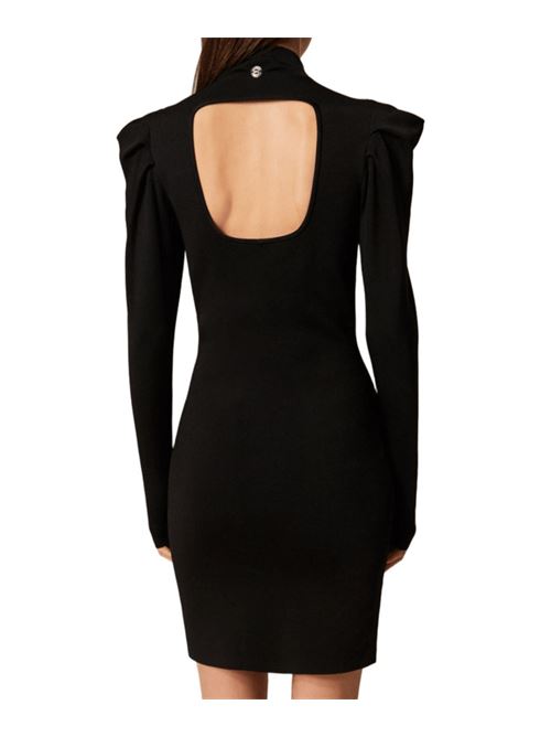 Abito da donna in maglia , collo lupetto, drappeggio, colore nero TWINSET | 252AT301000006